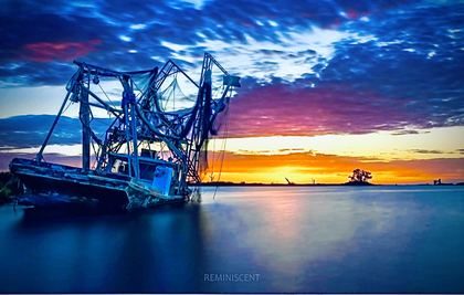 Shrimp rig at sunset
