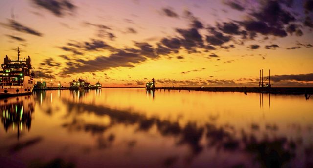 Golden harbor pastel