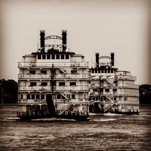 Sepia riverboat portrait