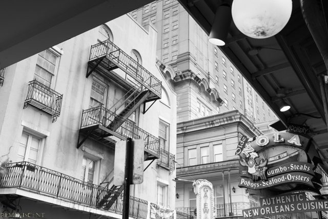 Balcony and facade, black-and-white