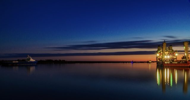 Blue harbor at dusk