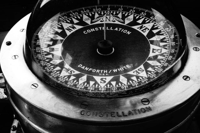 Compass, black-and-white