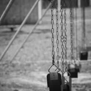 Playground swings, black-and-white