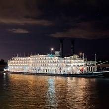 Riverboat at night — brighter sky