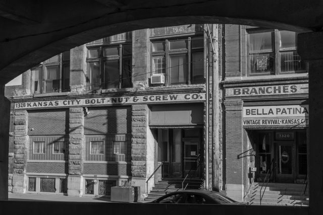 Warehouse doorway through an arch