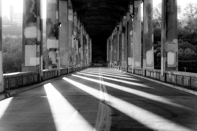 Light beams across the arcade floor