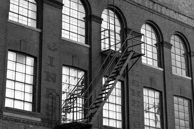 Tall windows and fire escape