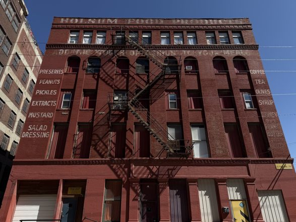 Red-brick Holsum facade, wide