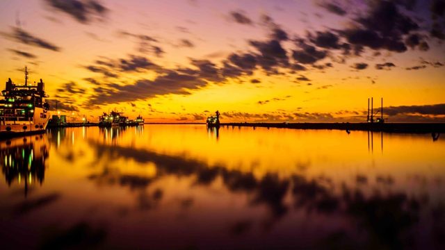 Golden harbor, vivid rendition
