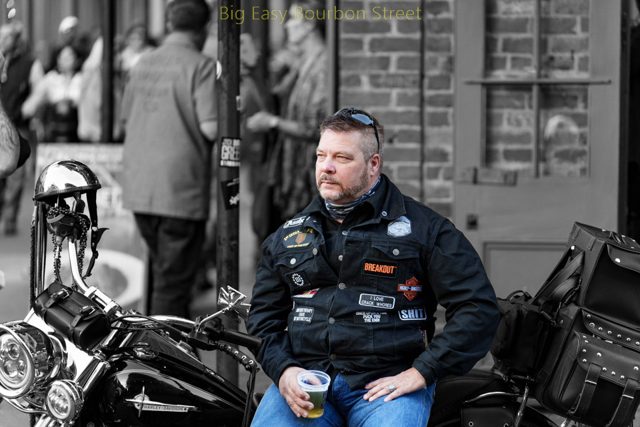 Motorcycle rider, street scene