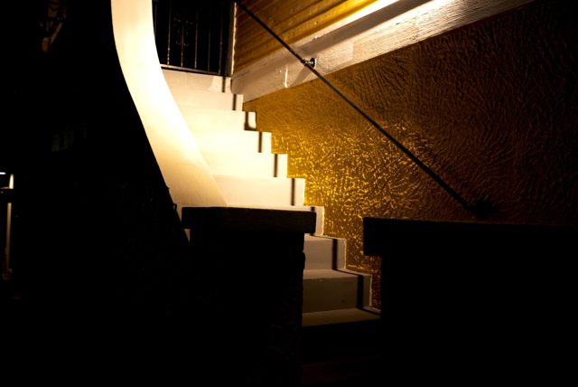 Golden light on a staircase