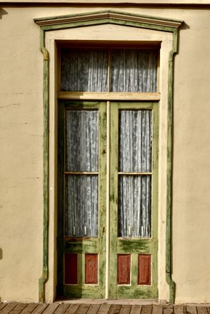Green and red vintage doorway